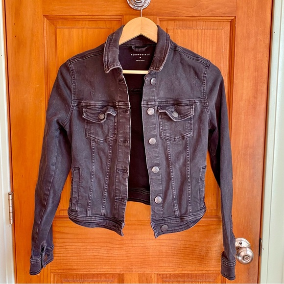 Aeropostale Black Denim Jacket - Picture 1 of 8